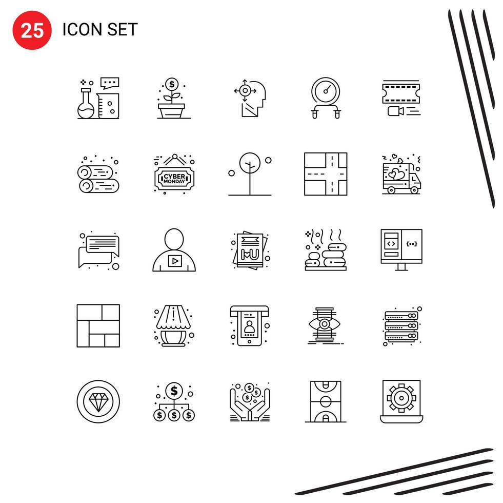 conjunto de 25 iconos de interfaz de usuario modernos signos de símbolos para entrenar elementos de diseño de vectores editables de cabeza de fitness de dinero hiit