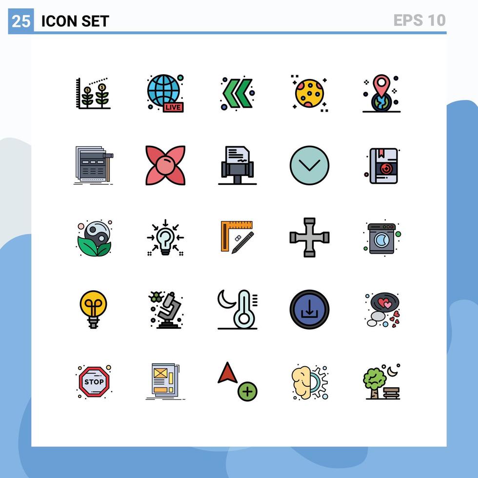 Set of 25 Modern UI Icons Symbols Signs for internet location chevron gps space Editable Vector Design Elements