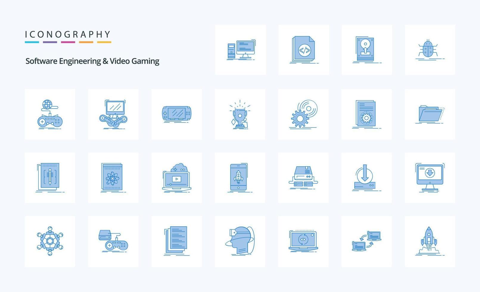 25 Software Engineering And Video Gaming Blue icon pack vector