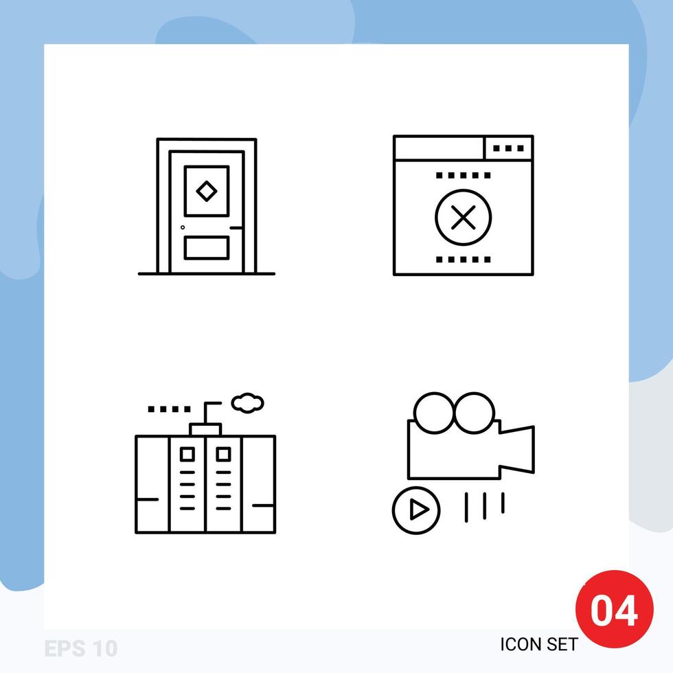 4 Creative Icons Modern Signs and Symbols of building energy door wrong power Editable Vector Design Elements