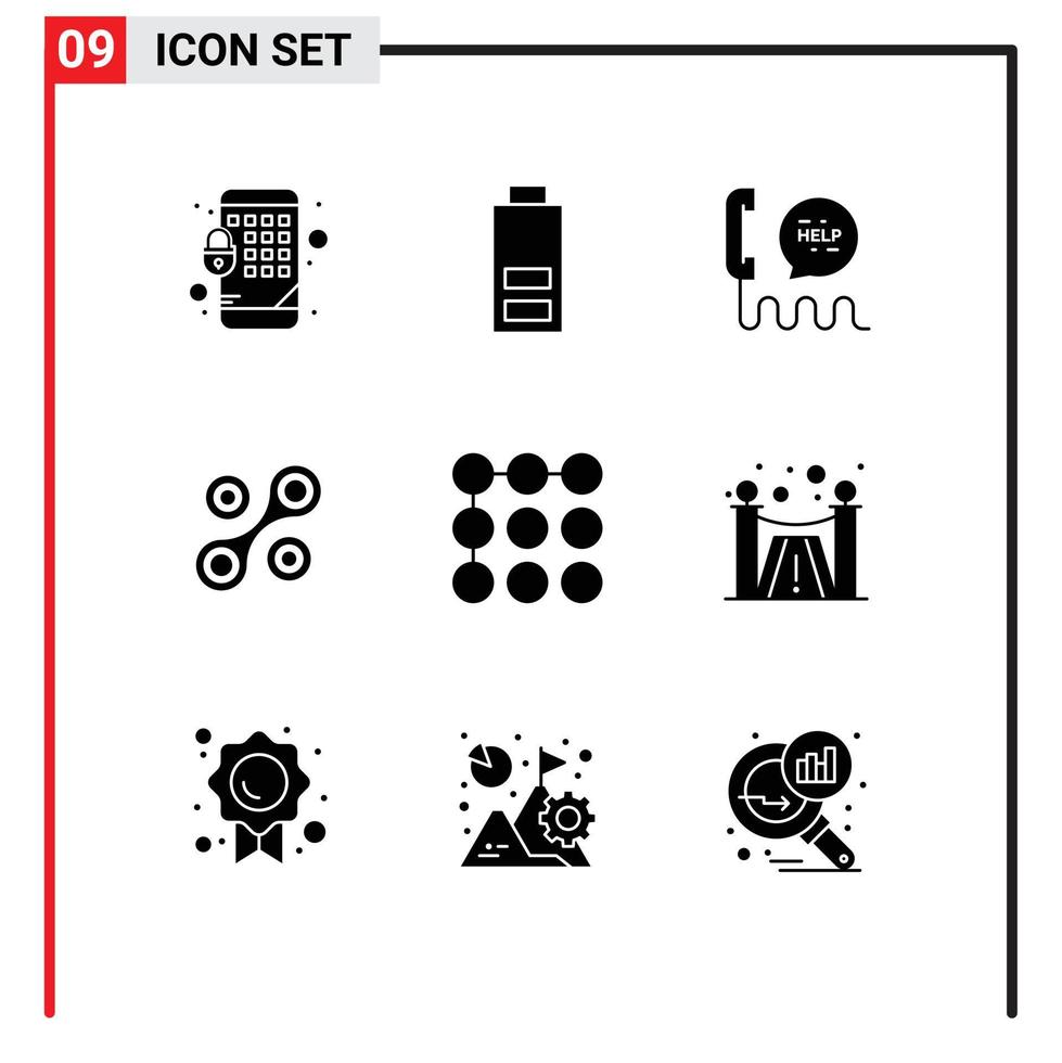 Group of 9 Modern Solid Glyphs Set for design pattern communication lock crypto currency Editable Vector Design Elements