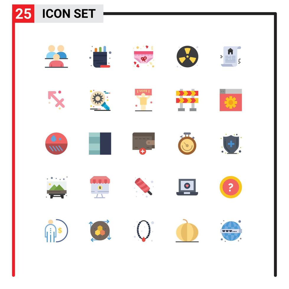 25 Universal Flat Colors Set for Web and Mobile Applications fireman fighter pencil burn underwear Editable Vector Design Elements