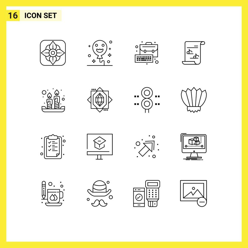 16 Thematic Vector Outlines and Editable Symbols of light easter management candles music Editable Vector Design Elements