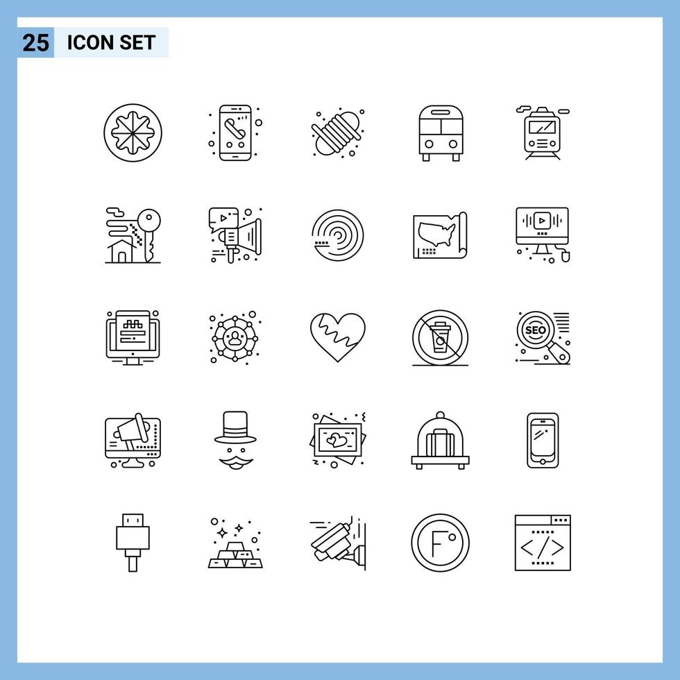 Set of 25 Vector Lines on Grid for logistic bus phone auto rope Editable Vector Design Elements