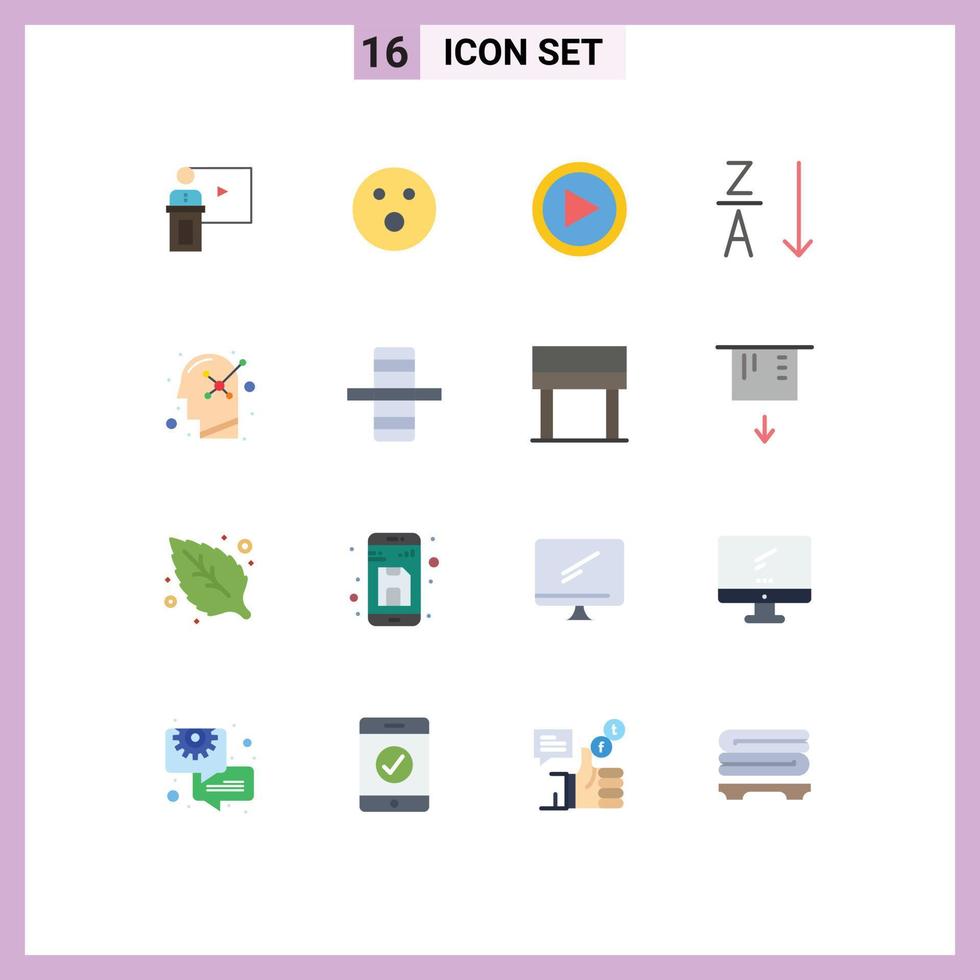 conjunto moderno de 16 pictogramas de colores planos de interfaz de usuario alfabético tipo paquete editable de elementos de diseño de vectores creativos