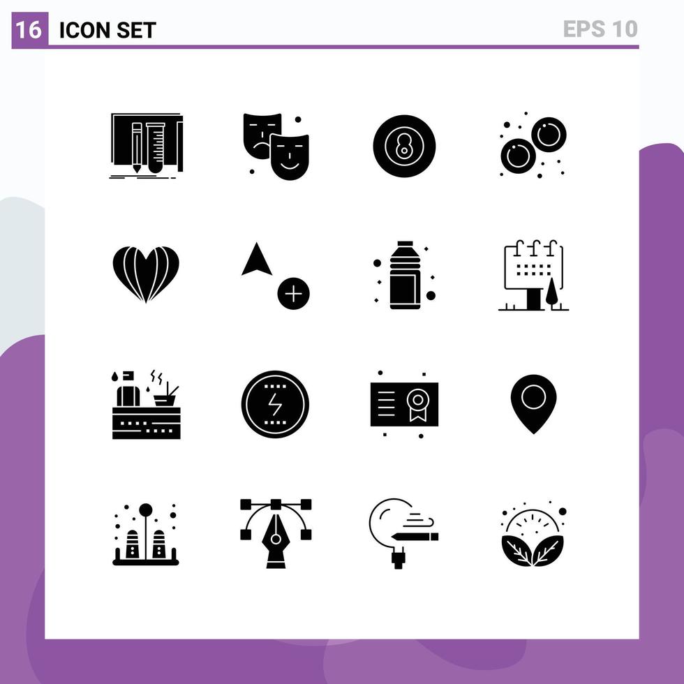 Set of 16 Modern UI Icons Symbols Signs for umbrella laboratory paint lab sport Editable Vector Design Elements