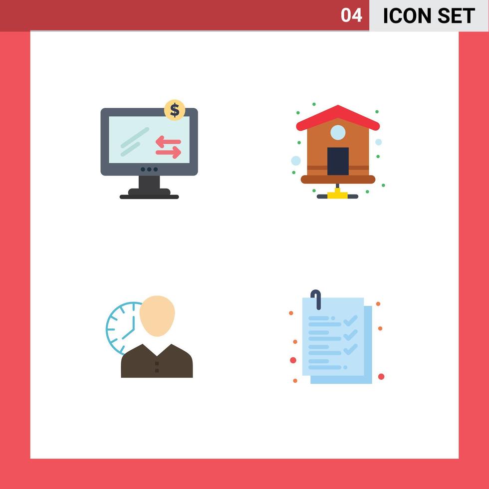 4 Flat Icon concept for Websites Mobile and Apps online man shopping index page schedule Editable Vector Design Elements
