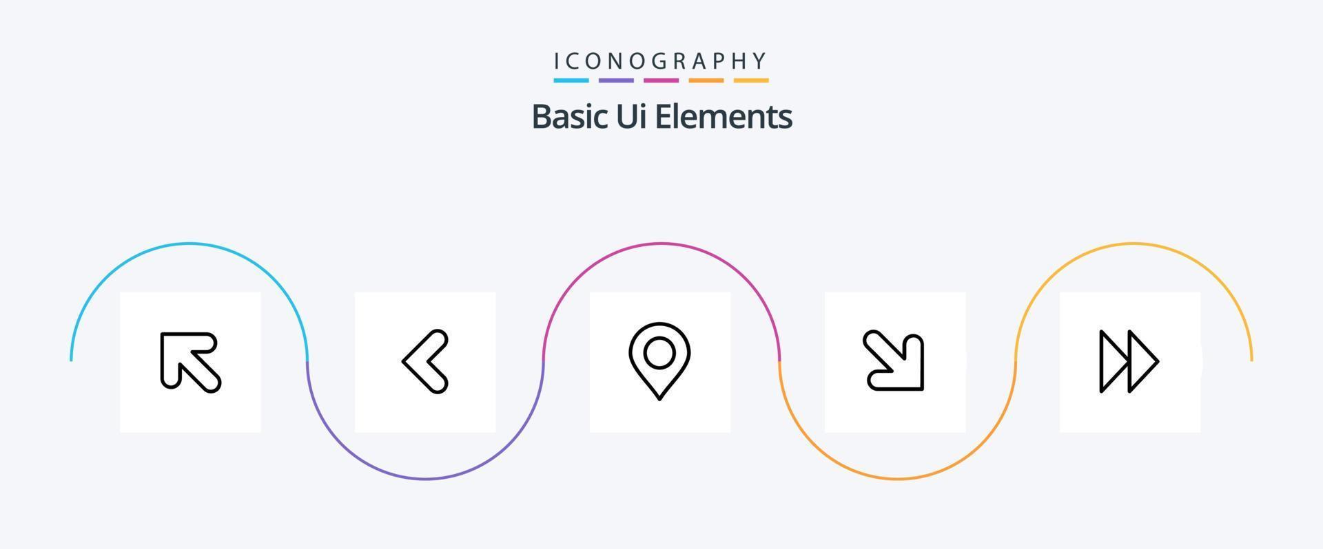Basic Ui Elements Line 5 Icon Pack Including video. forward. location. control fast. down vector