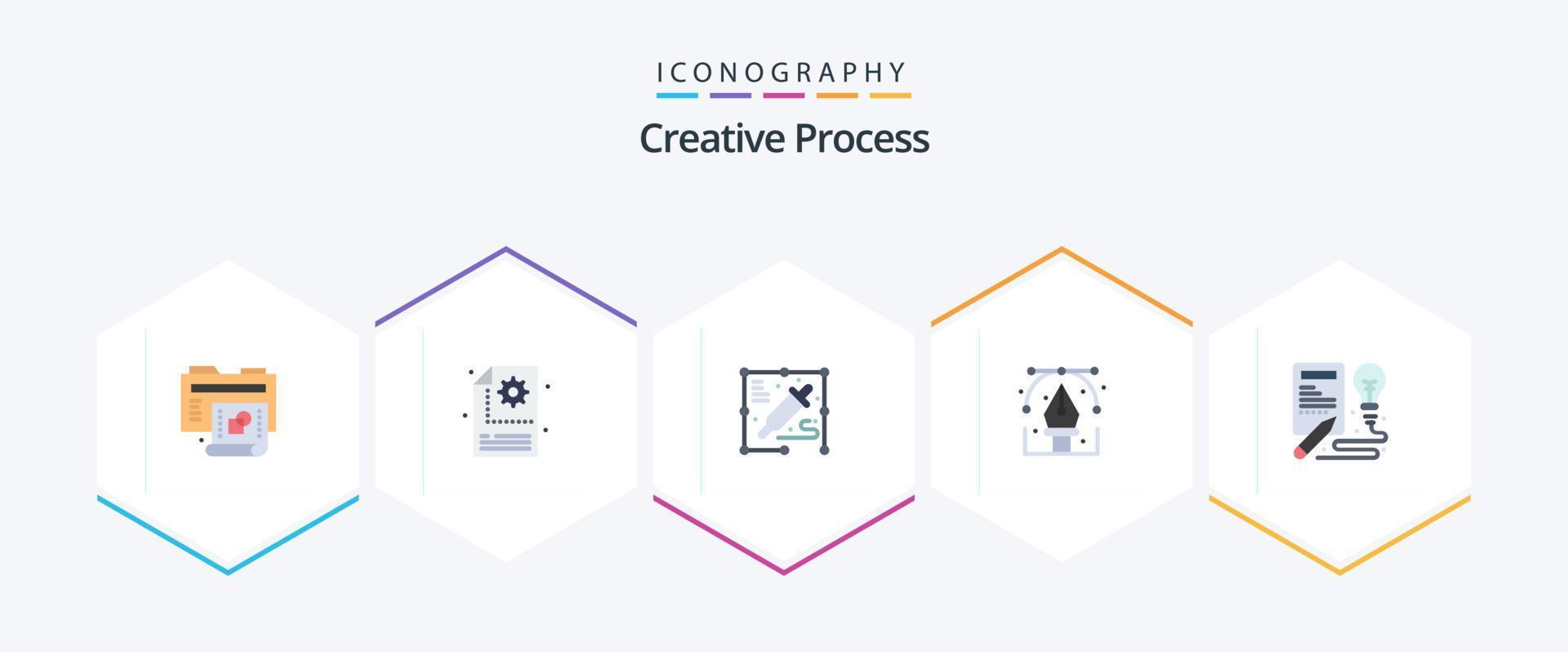 Creative Process 25 Flat icon pack including idea. pen. pick color. graphic. design vector