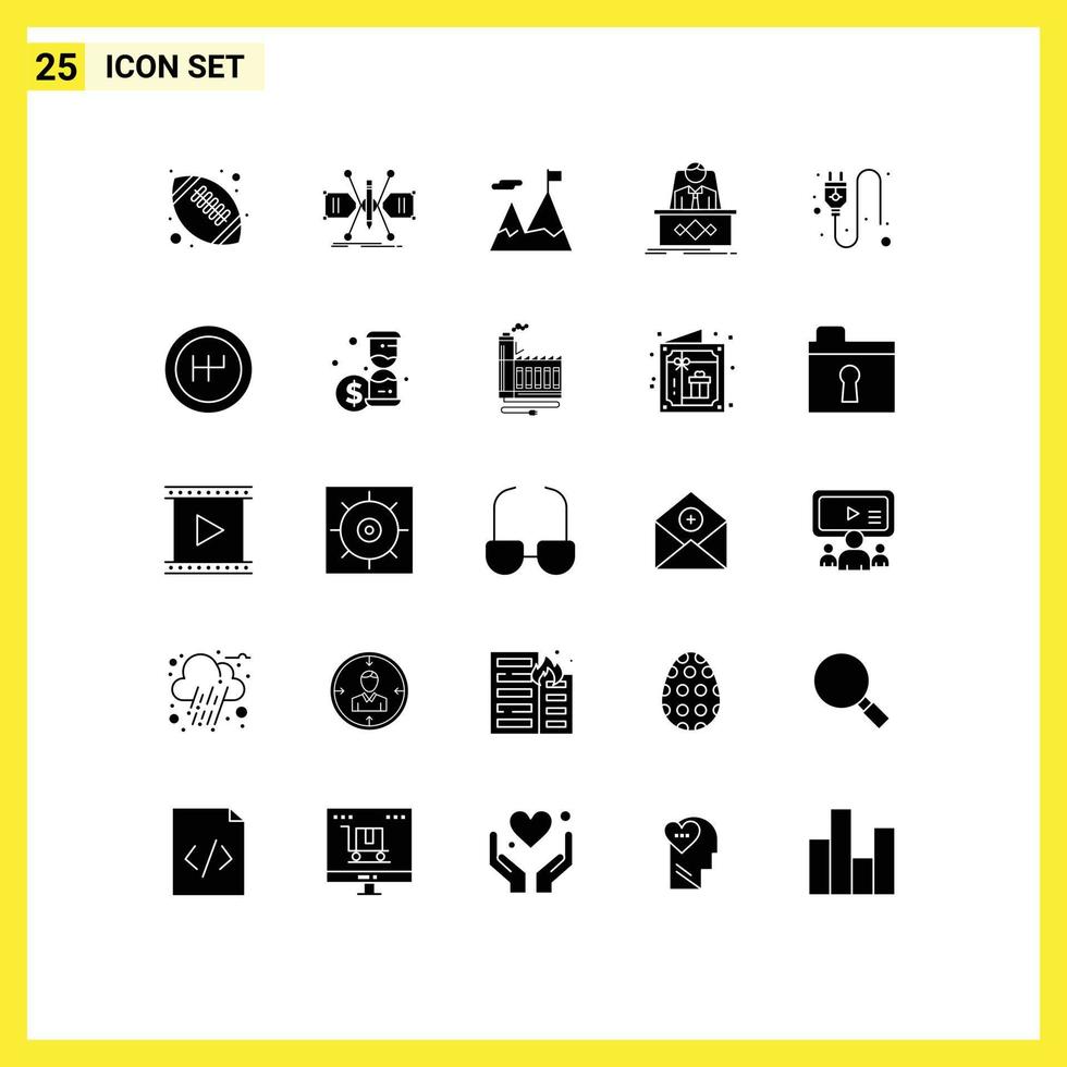 User Interface Pack of 25 Basic Solid Glyphs of ceo legend structure boss motivation Editable Vector Design Elements