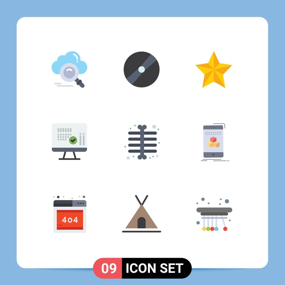 Pictogram Set of 9 Simple Flat Colors of calender screen pokeball medical holiday Editable Vector Design Elements