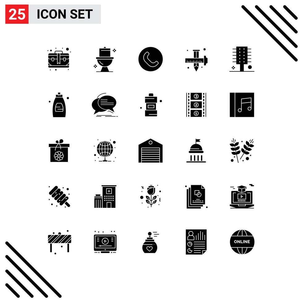 Solid Glyph Pack of 25 Universal Symbols of comb graphic call drawing design Editable Vector Design Elements