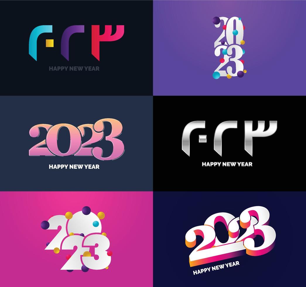 Big Collection of 2023 Happy New Year symbols Cover of business diary for 2023 with wishes vector
