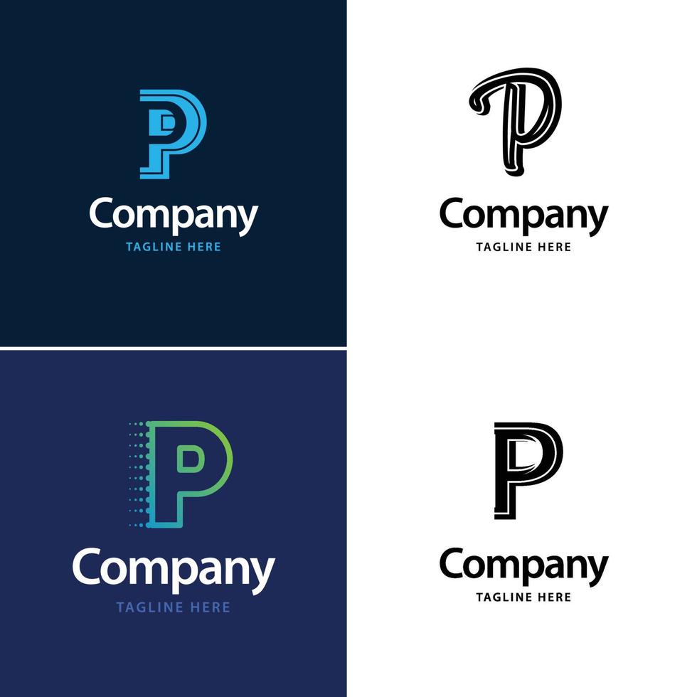 diseño de paquete de logotipo grande de letra p diseño de logotipos modernos y creativos para su negocio vector