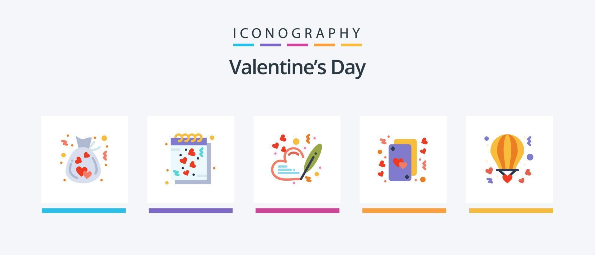 paquete de iconos flat 5 del día de san valentín que incluye amor. corazones. romántico. corazón. boda. diseño de iconos creativos vector
