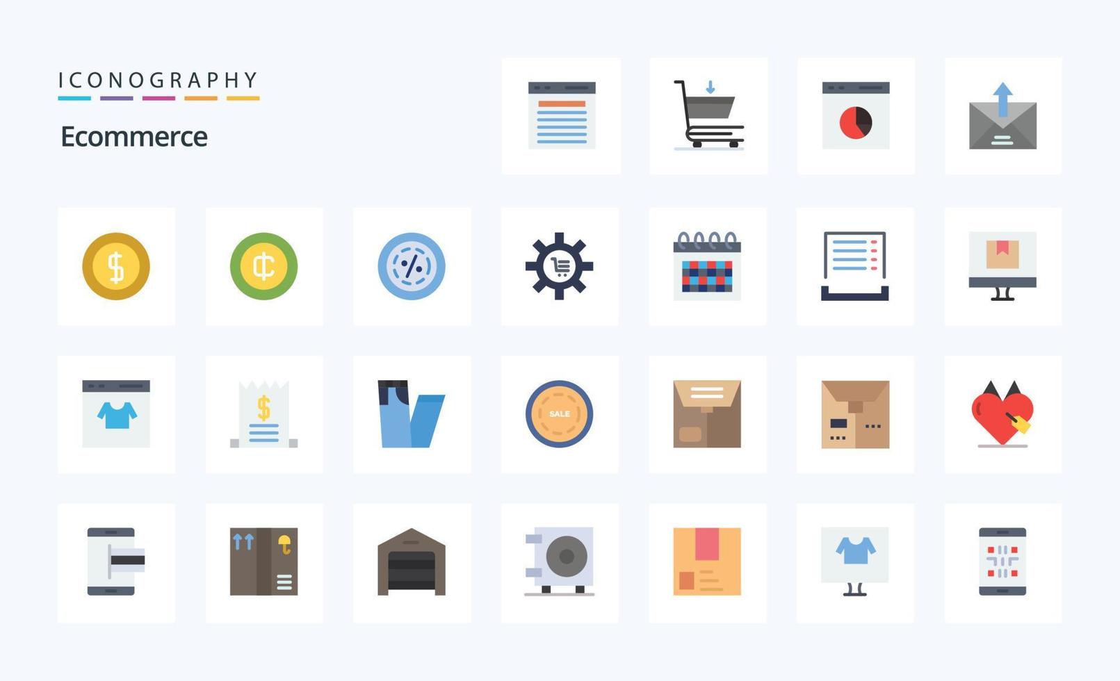 25 Ecommerce Flat color icon pack vector