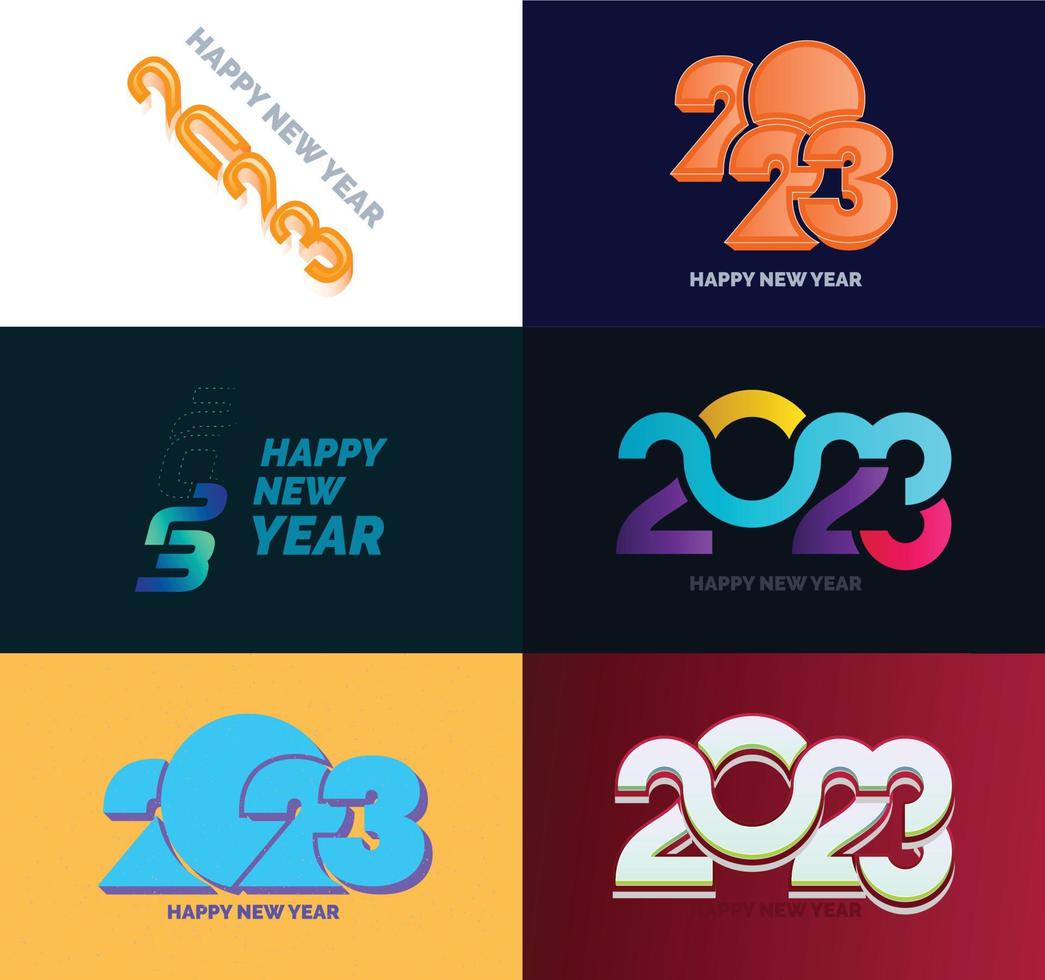 Big Set of 2023 Happy New Year logo text design 2023 number design template vector