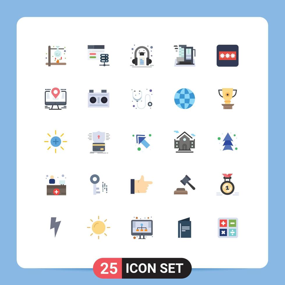 Group of 25 Flat Colors Signs and Symbols for appartment city web building learning Editable Vector Design Elements