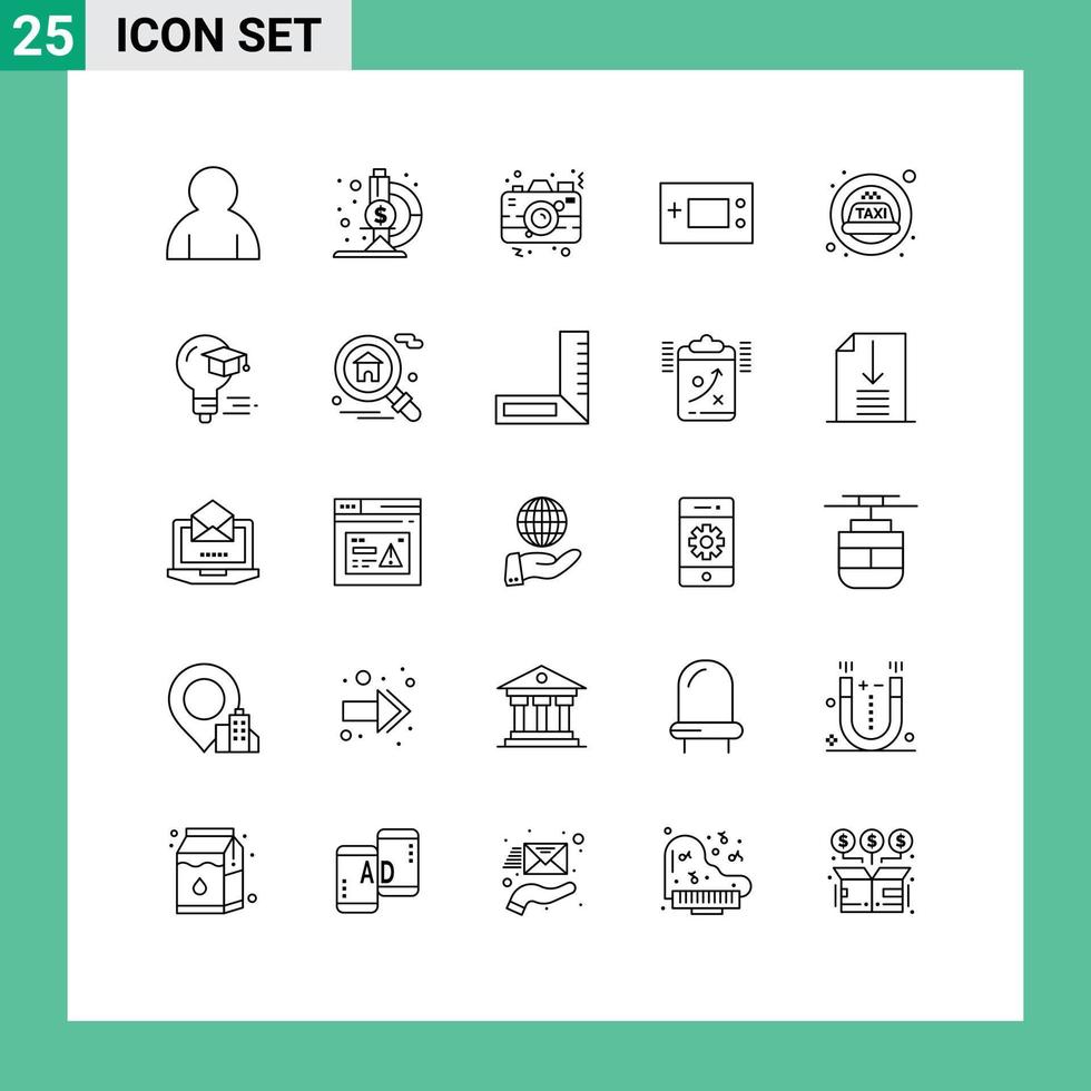 Stock Vector Icon Pack of 25 Line Signs and Symbols for siren technology photo products electronics Editable Vector Design Elements