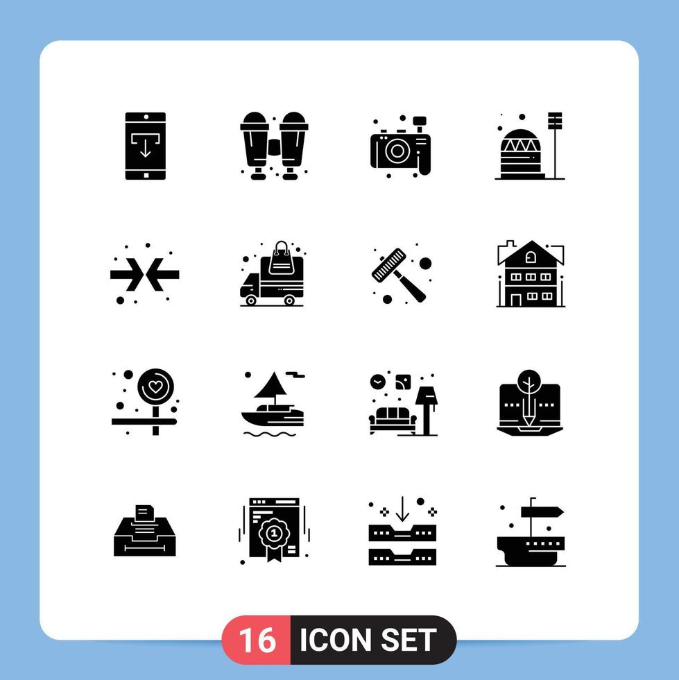 16 Creative Icons Modern Signs and Symbols of arrows habitation camera dome colony Editable Vector Design Elements