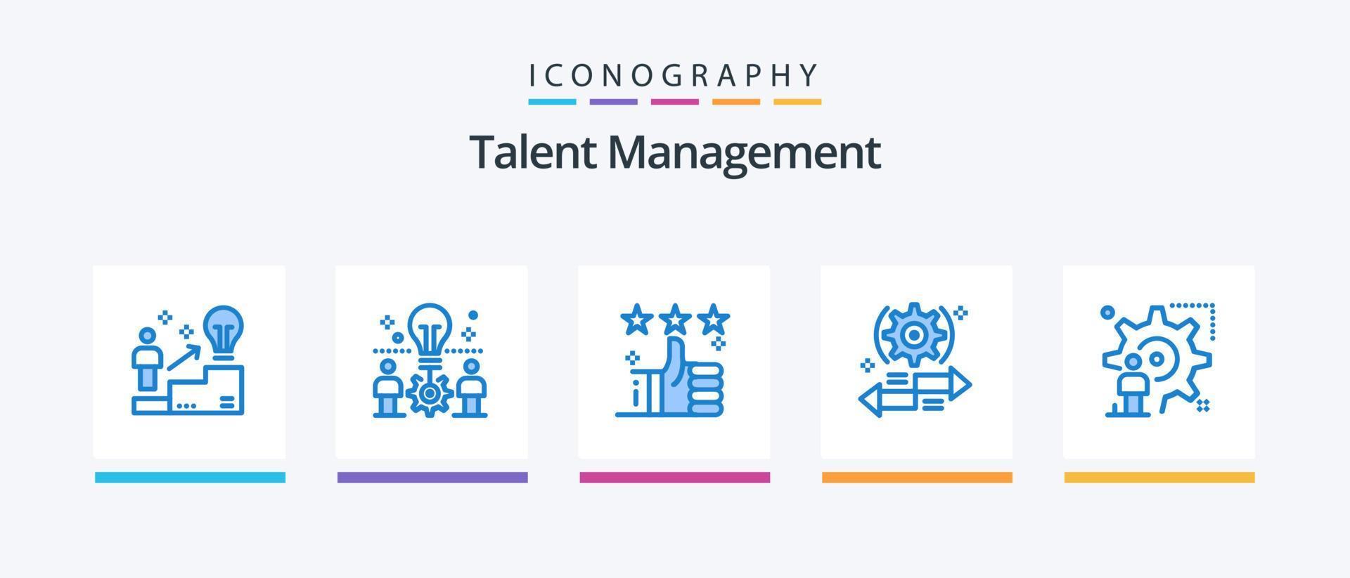 Talent Management Blue 5 Icon Pack Including arrow. setting. solution. star. tumbs. Creative Icons Design vector
