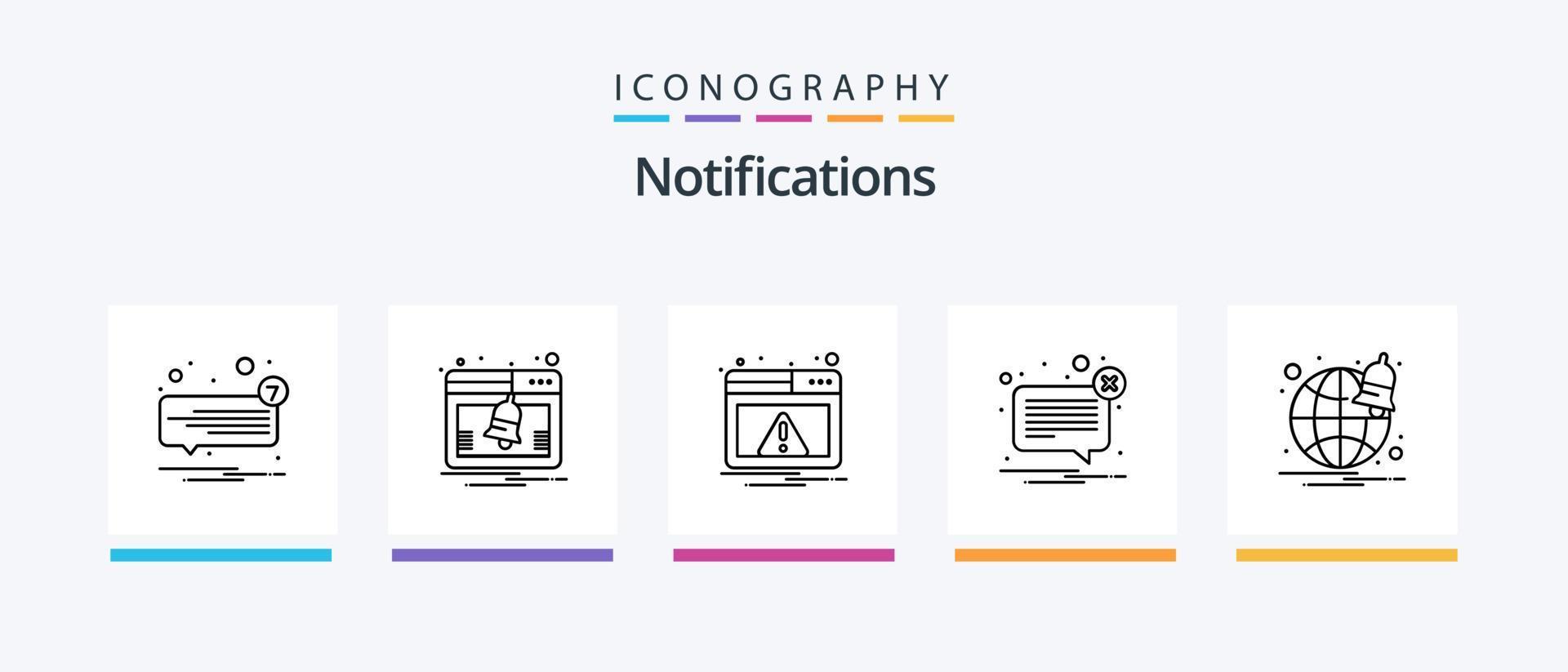 Notifications Line 5 Icon Pack Including one. notification. mobile. unread. mail. Creative Icons Design vector
