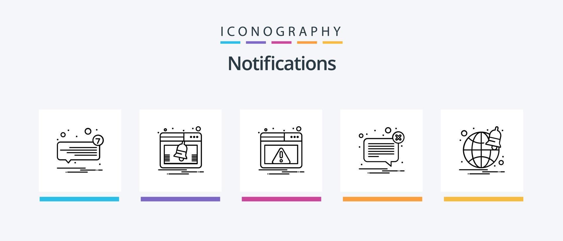 Notifications Line 5 Icon Pack Including one. notification. mobile. unread. mail. Creative Icons Design vector