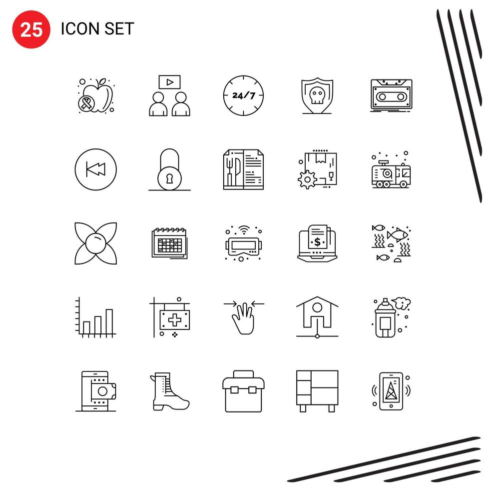 25 Universal Line Signs Symbols of demo plain care secure shield Editable Vector Design Elements