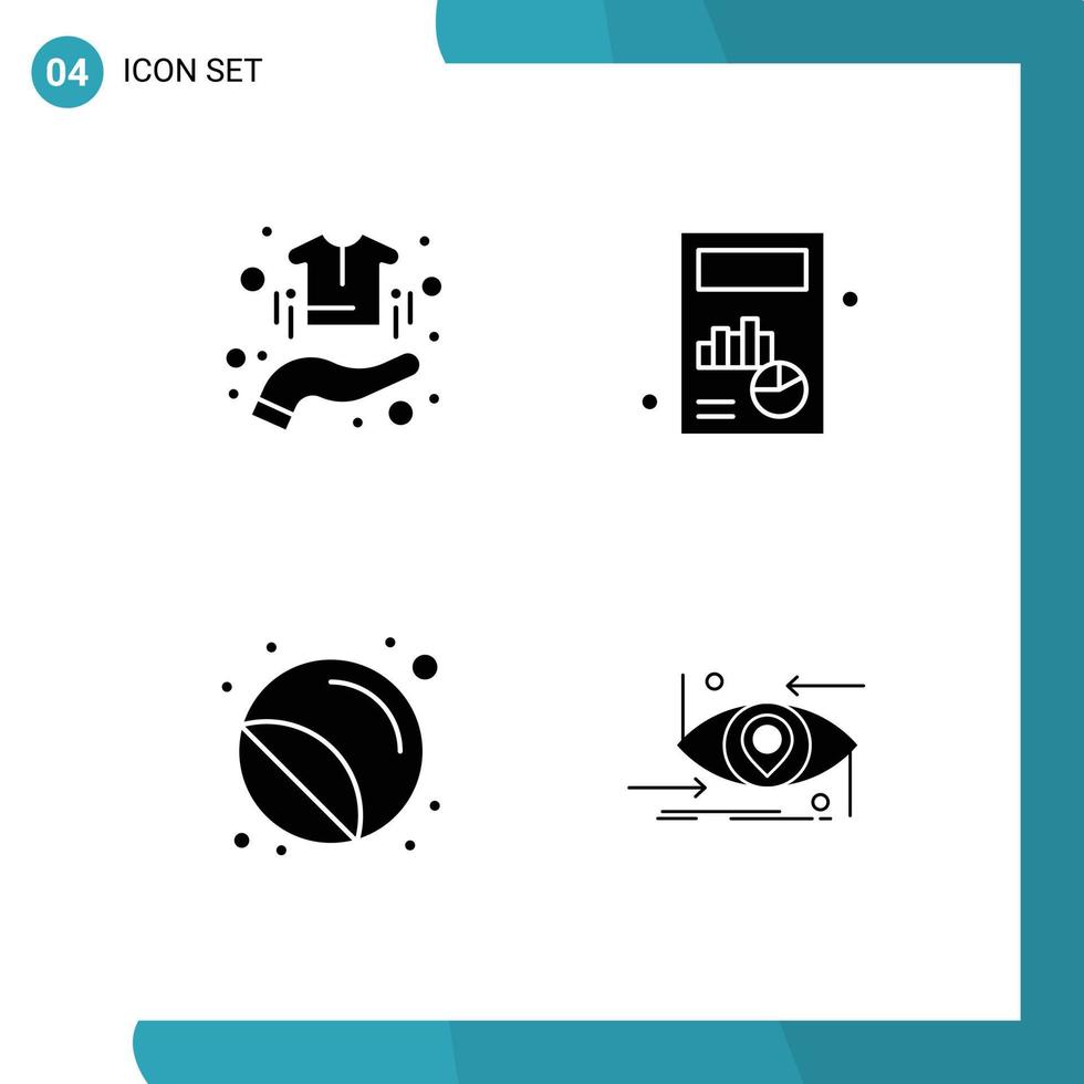 Pack of 4 creative Solid Glyphs of buy labels clothes calculate printer Editable Vector Design Elements