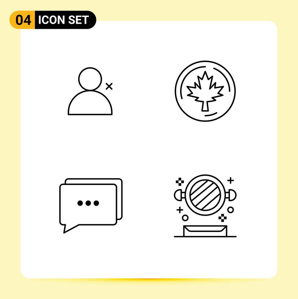 4 Line concept for Websites Mobile and Apps discover people message autumn maple mirror Editable Vector Design Elements