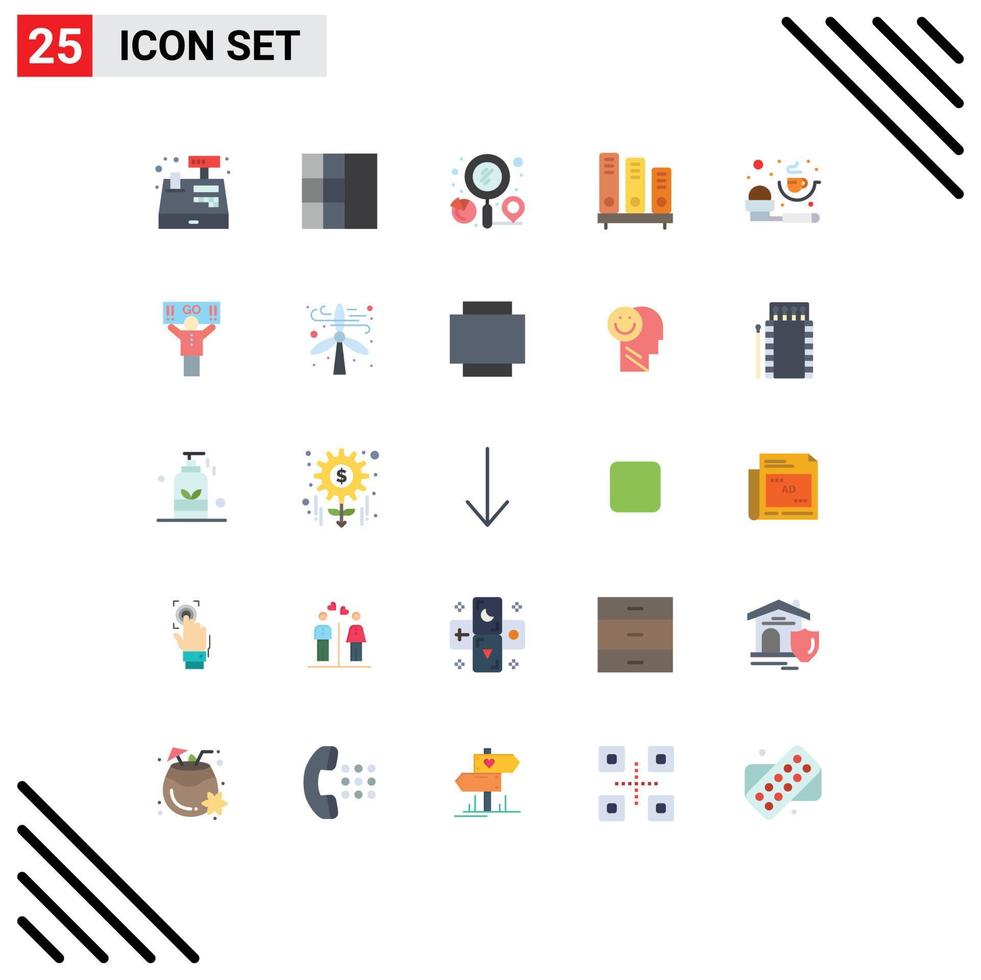 conjunto de 25 iconos de ui modernos símbolos signos para estantes de medición ubicación biblioteca escolar elementos de diseño vectorial editables vector
