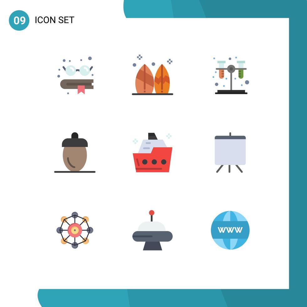 9 Universal Flat Color Signs Symbols of ocean green chemistry fruits farmer Editable Vector Design Elements