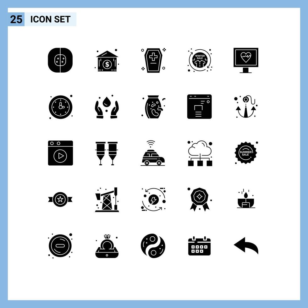 25 Universal Solid Glyphs Set for Web and Mobile Applications sale clothing casket clothes horrible Editable Vector Design Elements