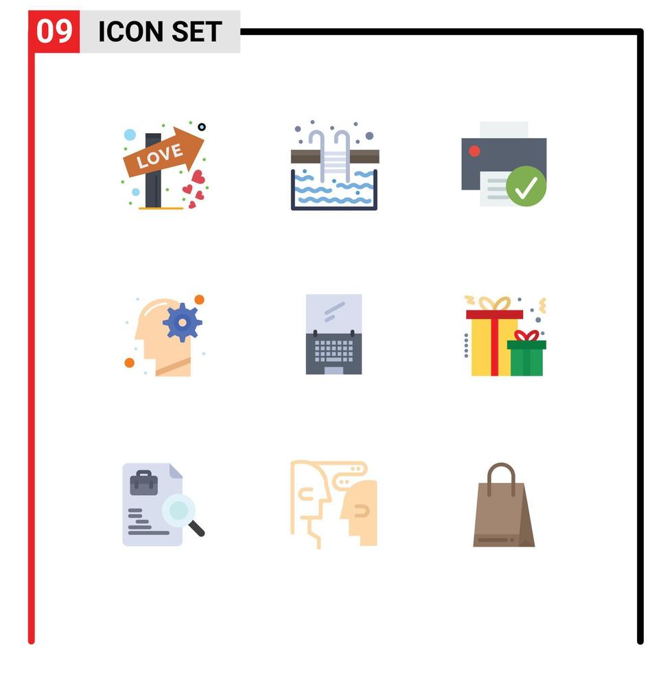 Universal Icon Symbols Group of 9 Modern Flat Colors of solution mind computers idea hardware Editable Vector Design Elements