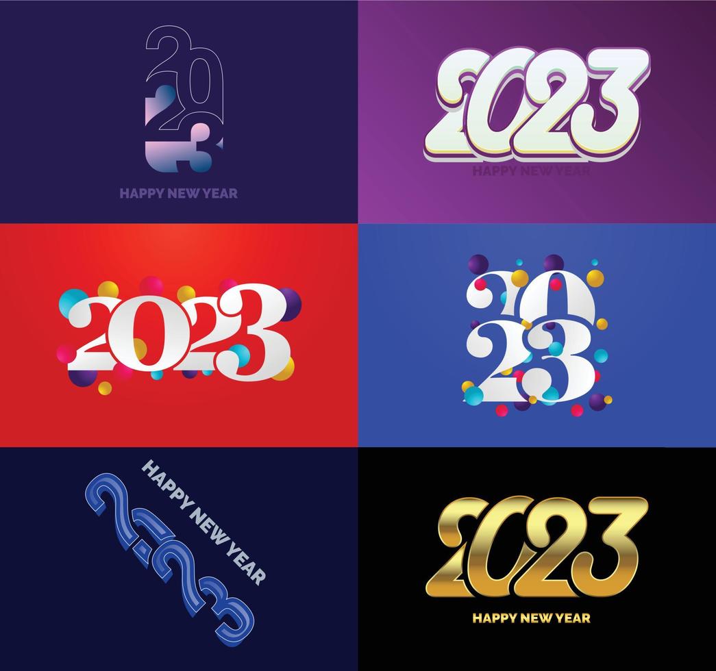 Big Collection of 2023 Happy New Year symbols Cover of business diary for 2023 with wishes vector