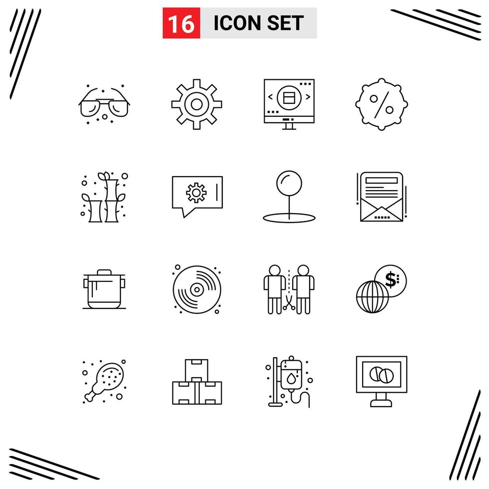 conjunto moderno de 16 contornos y símbolos como elementos de diseño de vectores editables de precio de vidrio de venta de china san valentín