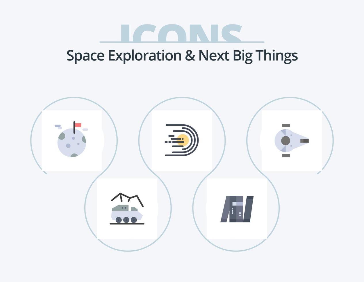 Space Exploration And Next Big Things Flat Icon Pack 5 Icon Design. light. comet. intelligent. asteroid. giant vector