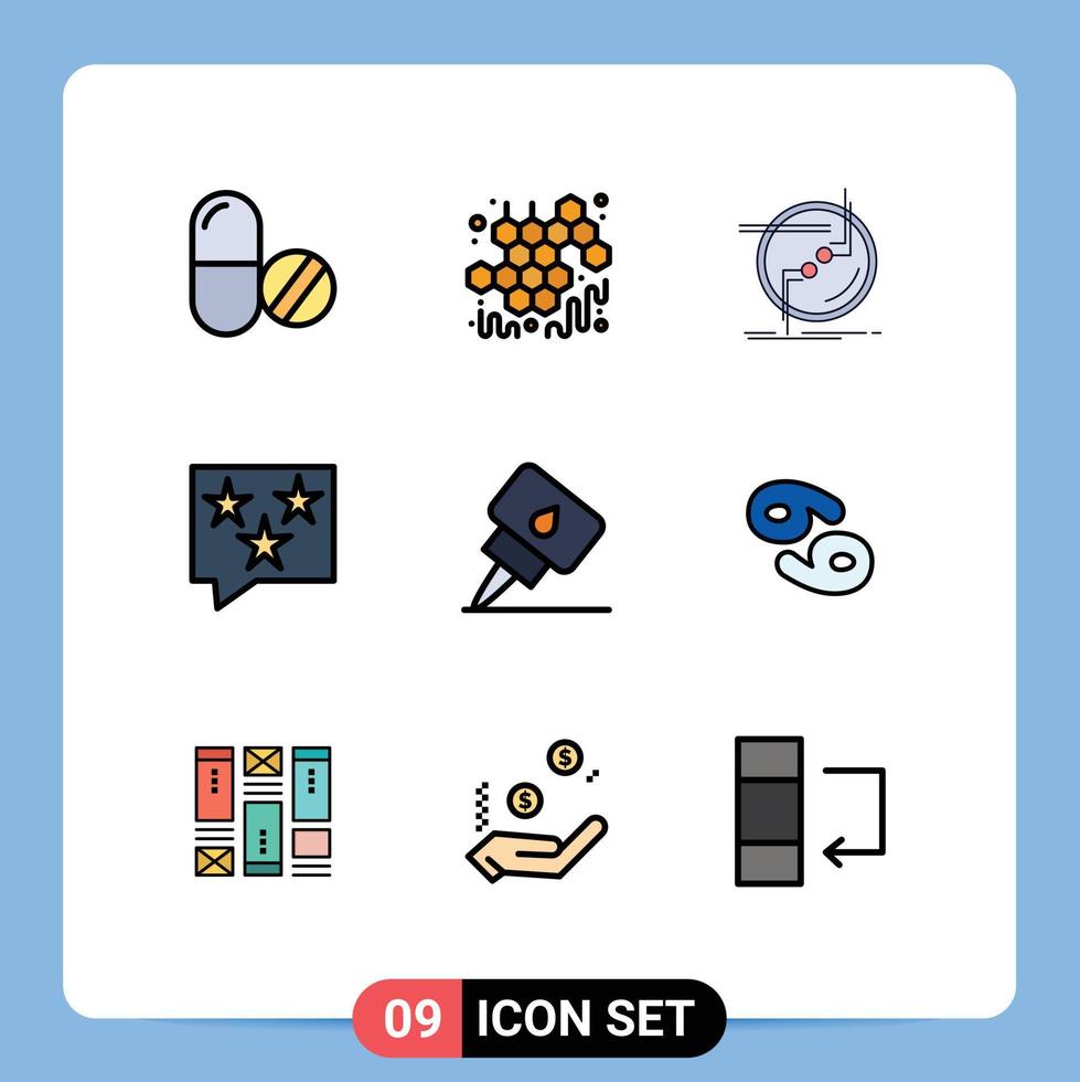 Set of 9 Modern UI Icons Symbols Signs for star rank chain chat wire Editable Vector Design Elements