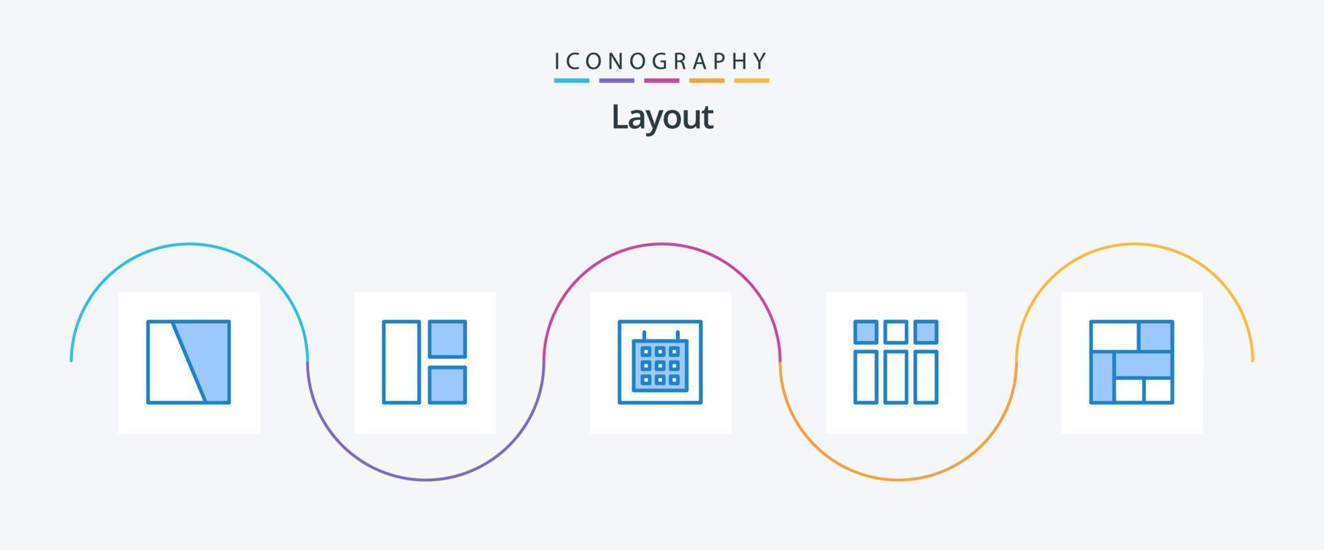 Layout Blue 5 Icon Pack Including section. golden. calendar. layout. frame vector