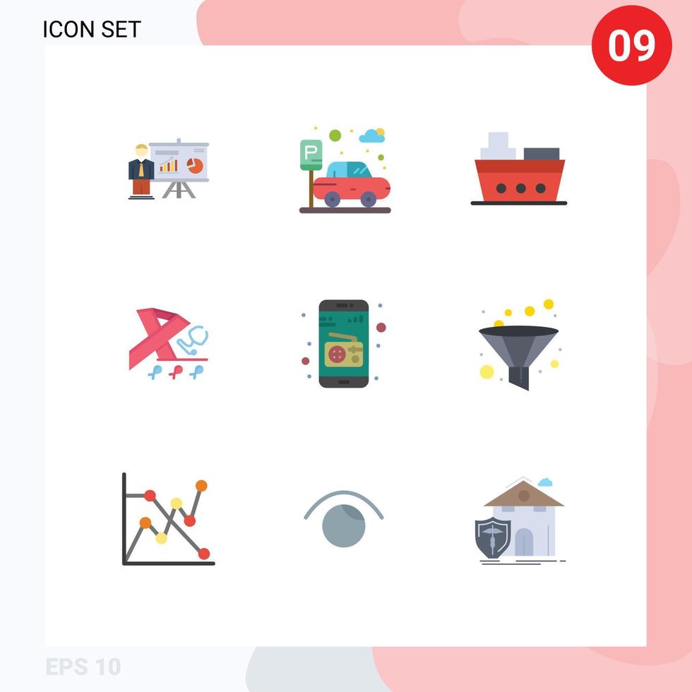 9 Creative Icons Modern Signs and Symbols of radio communication marine awareness health Editable Vector Design Elements
