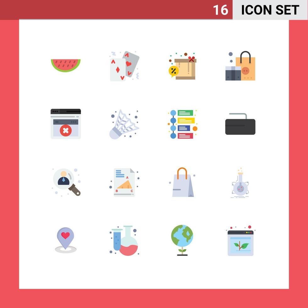Modern Set of 16 Flat Colors Pictograph of web page clothing card branding shopping Editable Pack of Creative Vector Design Elements