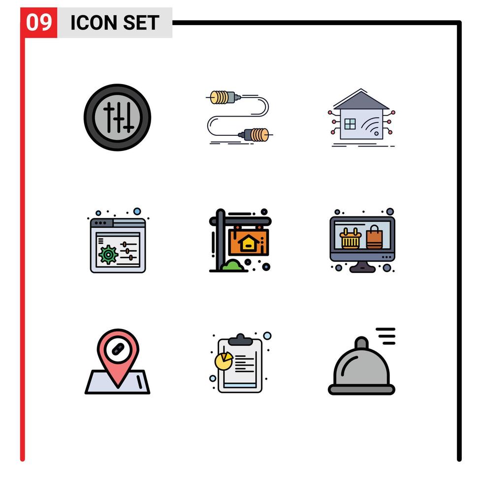 Universal Icon Symbols Group of 9 Modern Filledline Flat Colors of board settings automation panel network Editable Vector Design Elements