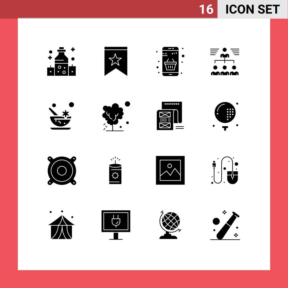 Set of 16 Modern UI Icons Symbols Signs for group teamwork basket team online Editable Vector Design Elements