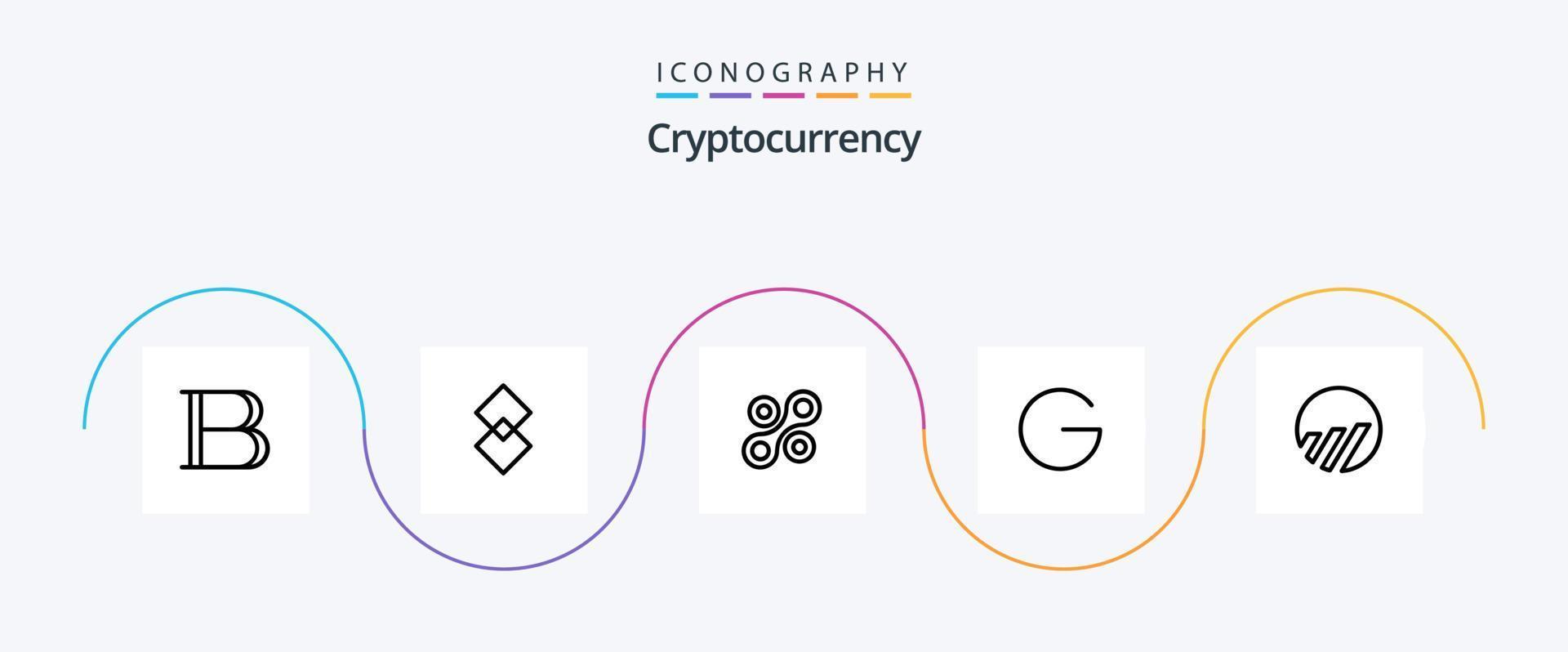 paquete de iconos de línea de criptomonedas 5 que incluye criptografía. florín cripto moneda criptográfica vector