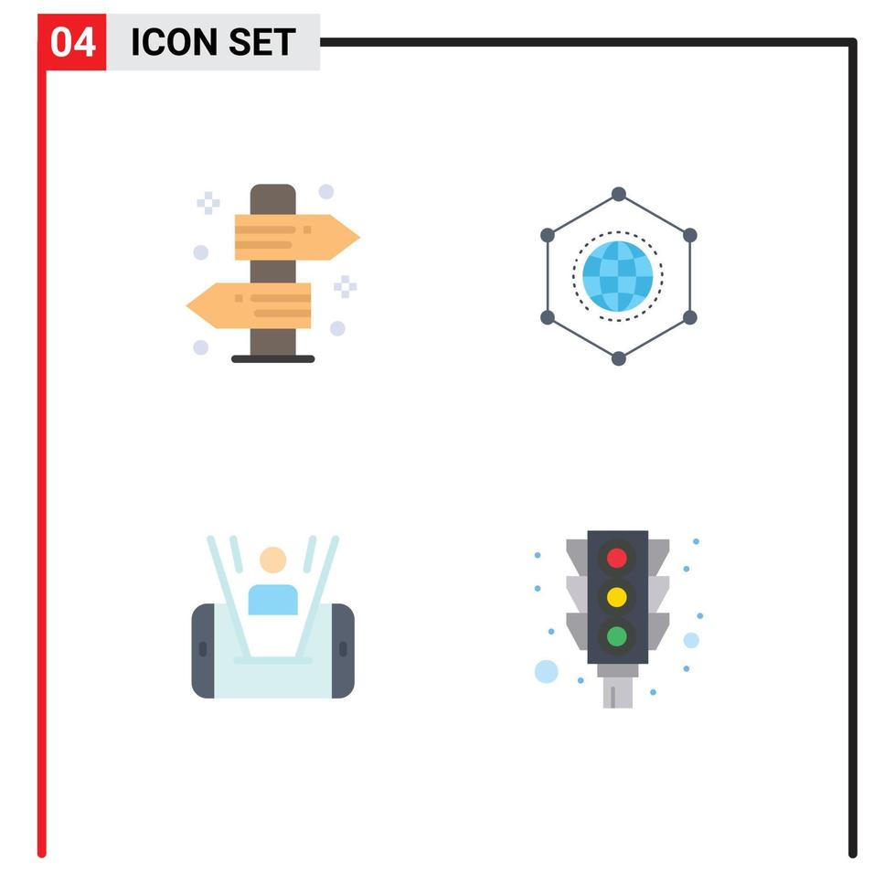 paquete de iconos planos de 4 símbolos universales de elementos de diseño vectorial editables de células globales de verano de negocios de tablero vector