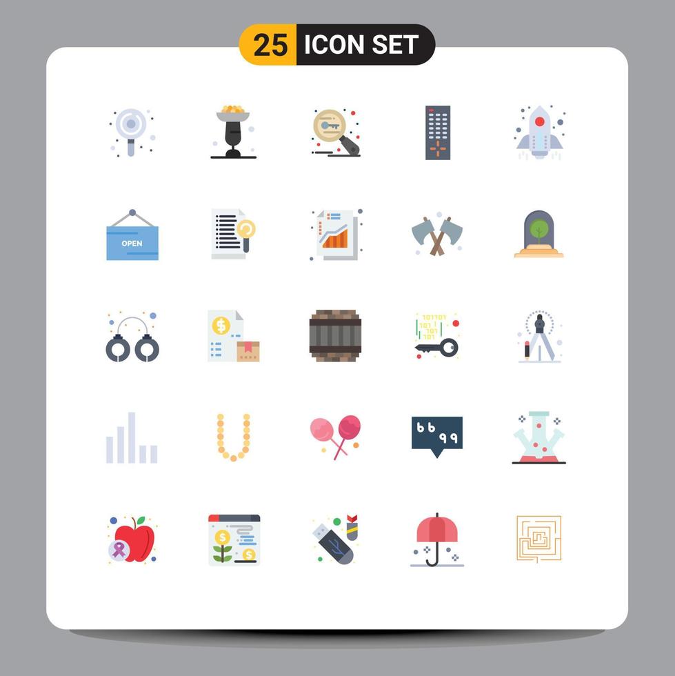 Modern Set of 25 Flat Colors Pictograph of rocket remote stand control search Editable Vector Design Elements
