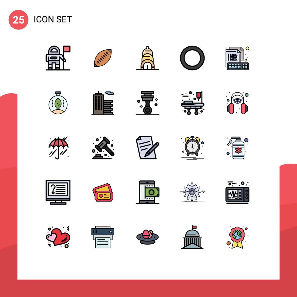 paquete de iconos de vector de stock de 25 signos y símbolos de línea para el anillo deportivo de cuña de computadora usa elementos de diseño de vector editables