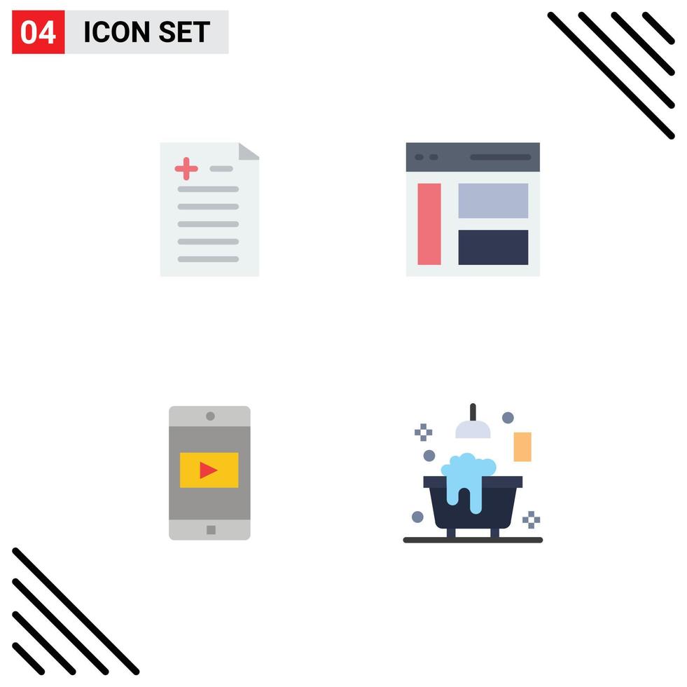 4 Creative Icons Modern Signs and Symbols of comparison mobile communication sidebar video Editable Vector Design Elements