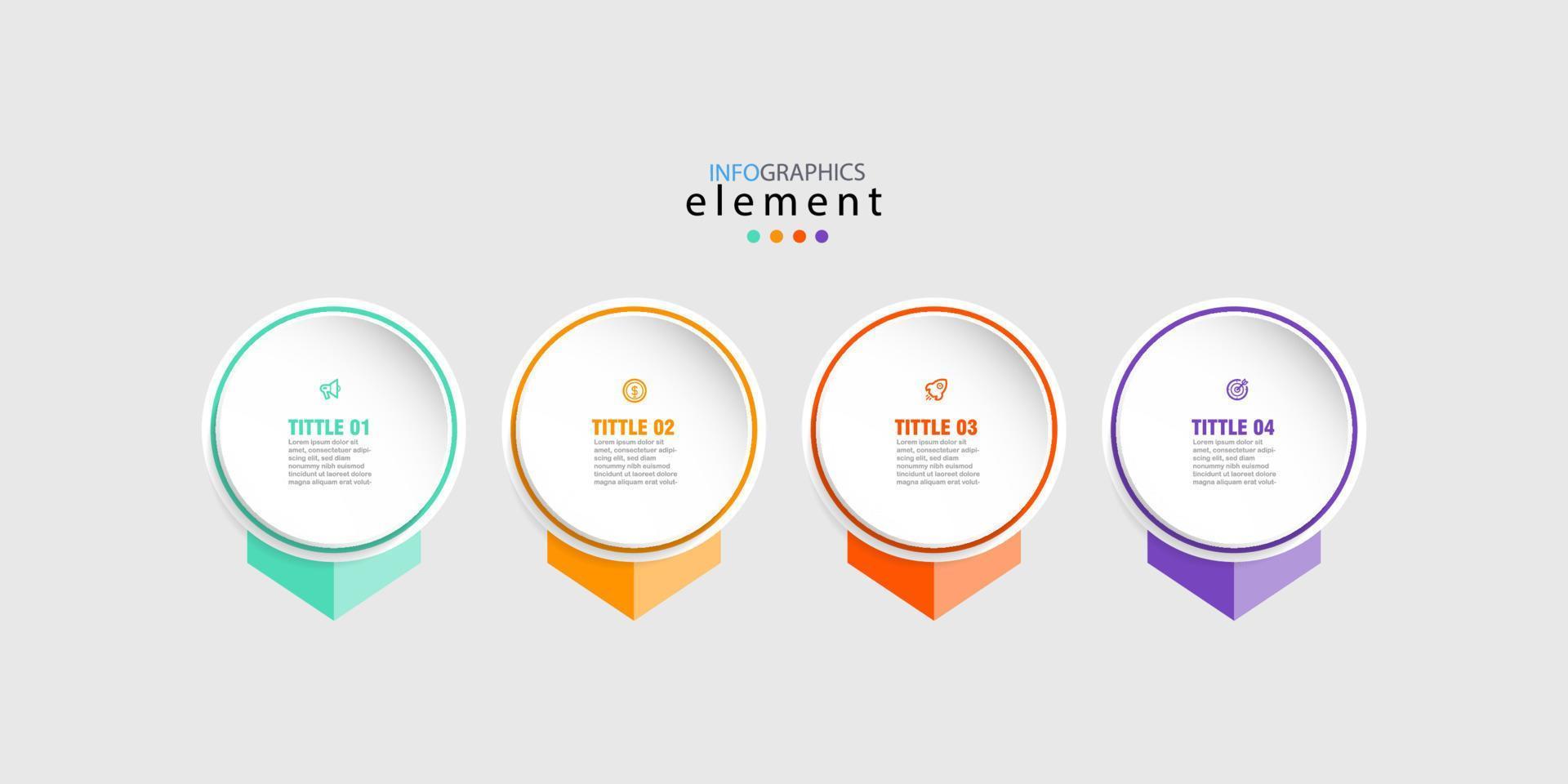 plantilla de diseño de línea de tiempo de infografía empresarial con información de 4 pasos y opciones. vector premium con signo o símbolo editable. eps10 vector