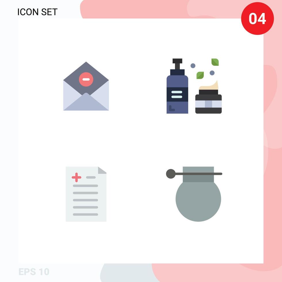 Universal Icon Symbols Group of 4 Modern Flat Icons of communication comparison mail foam test Editable Vector Design Elements